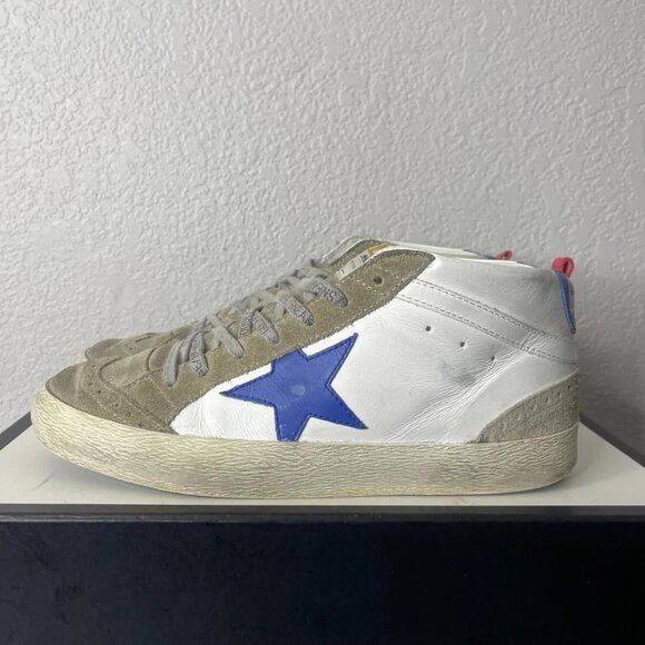 Golden Goose Mid Star White Blue Leather Sneaker Men's 41 EU/8 US Made In Italy - Picture 4 of 13